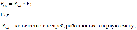 Площадь слесарного участка